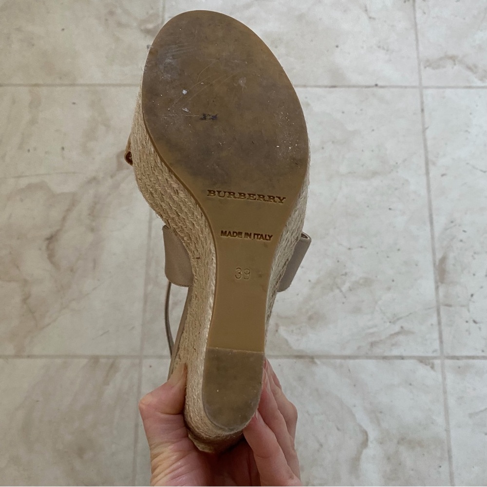 Burberry Made in Italy Satin Rosegold Leather Bow Espadrilles Sandals sz 9/39 - Picture 14 of 14
